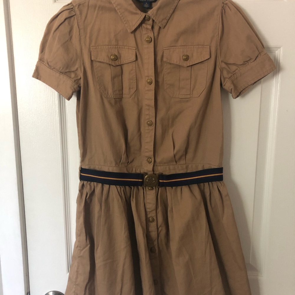 Polo by Ralph Lauren Tan Collared Button Girls Dress
